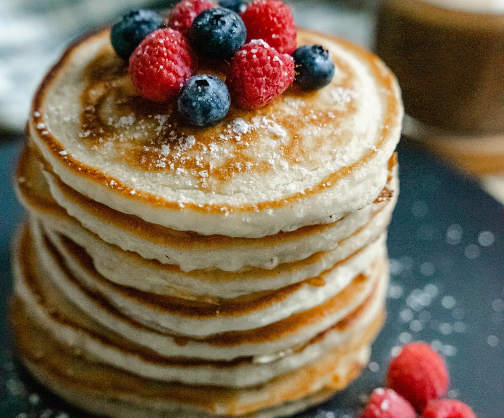 pancakes with fruits on top
